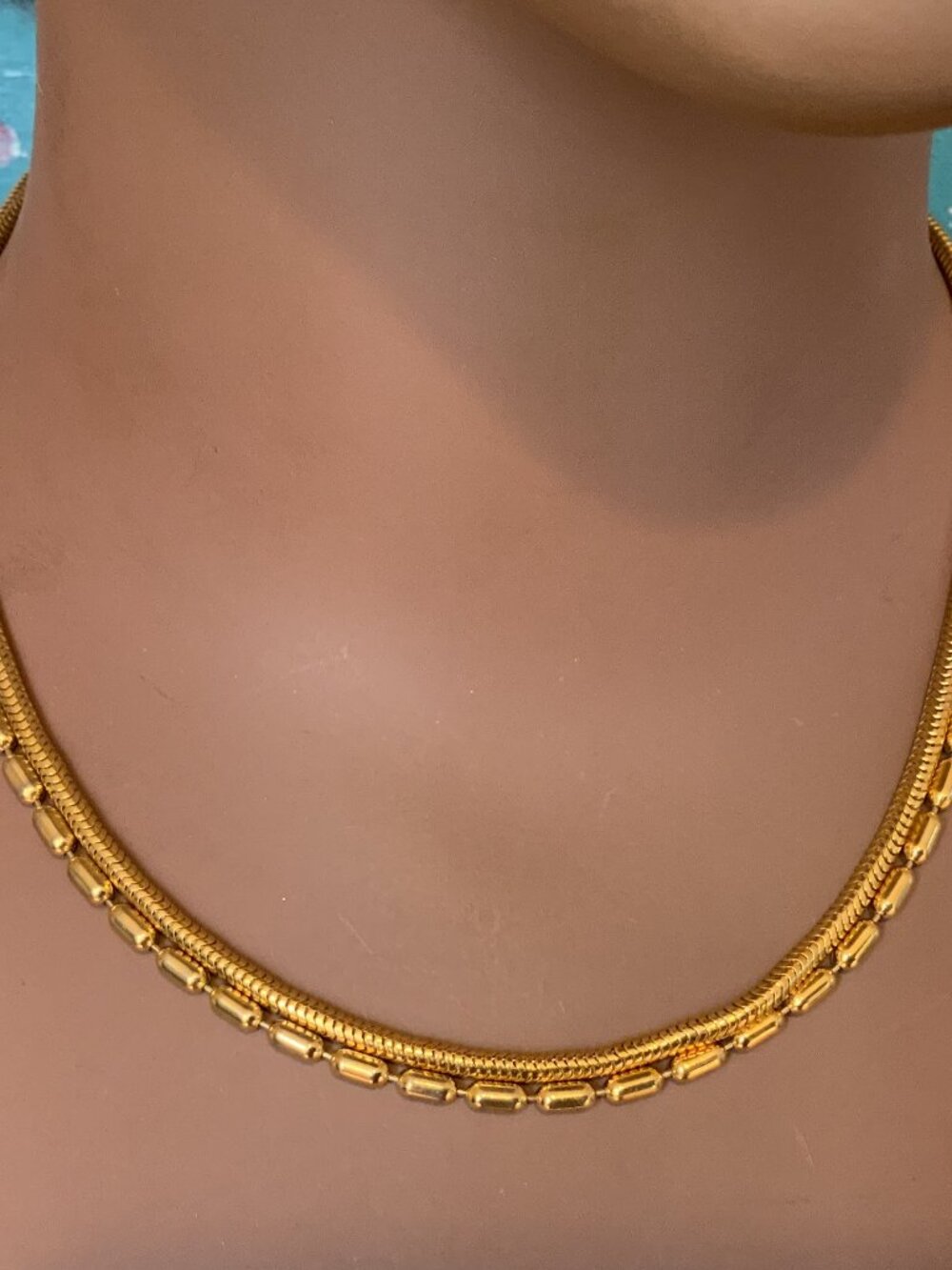 Vintage Pre-Layered Snake Chain Necklace.